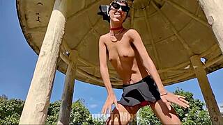 Watch me dance topless out here in public, showing off everything.