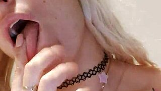Blonde Teen Alina Modelista Gropes Small Tits in Early Morning, Touching Herself to Huge Squirt