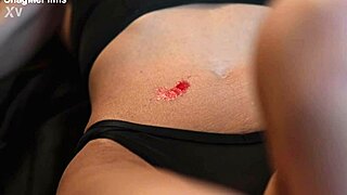 Wax punishment for fit MILF in softcore masturbation scene