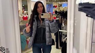Masturbating in the STORES CHANGING ROOM and trying on new underwear