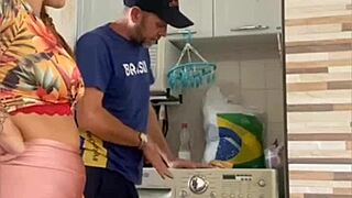 Married woman exhibits herself with her husband nearby