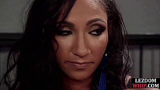 Ebony busty babes intensely lick asses and fuck with strapons.