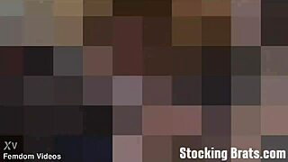 Sasha and monica are licking and teasing each other in stockings.