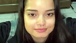 Cute Brazilian teen Debora Prado gives deepthroat blowjob and reverse cowgirl ride before bed