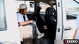 Venezuelan arrives for job interview fucked by fake transport businessman outdoors