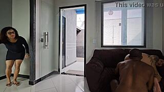 Oh Wow, My Friend Devours That Juicy Big-Assed Babe, Leaving Her Legs Shaking From Intense Ass Fucking!