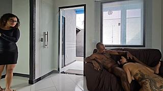 Oh Wow, My Friend Devours That Juicy Big-Assed Babe, Leaving Her Legs Shaking From Intense Ass Fucking!