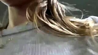 Bouncing natural tits during gym workout