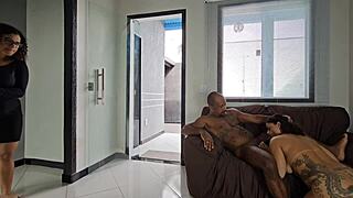 Oh Wow, My Friend Devours That Juicy Big-Assed Babe, Leaving Her Legs Shaking From Intense Ass Fucking!