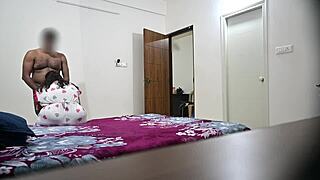 I give blowjob and fuck my wife hard while maid cleanin room