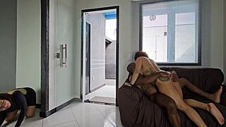 Oh Wow, My Friend Devours That Juicy Big-Assed Babe, Leaving Her Legs Shaking From Intense Ass Fucking!