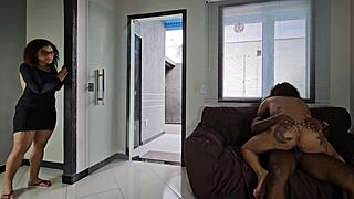 Oh Wow, My Friend Devours That Juicy Big-Assed Babe, Leaving Her Legs Shaking From Intense Ass Fucking!