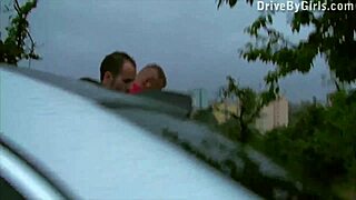 a girl shoves her butt through the car window for anyone to fuck at public orgy