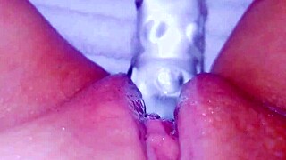 Curious Coed Squirts Huge On Glass Toy