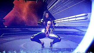 Sexy Asian Tachy In Tight Crotchless Bodysuit Dancing Alone On Spaceship!