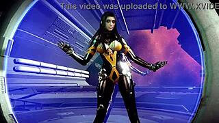 Sexy Asian Tachy In Tight Crotchless Bodysuit Dancing Alone On Spaceship!