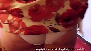 British housewife rosemary shows up her skirt and then masturbates with a candle