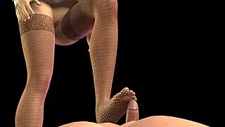 The Geeky Angel Girl Gives a POV Footjob to the Hentai Character.