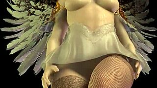 The Geeky Angel Girl Gives a POV Footjob to the Hentai Character.