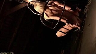 faithful slave follows master on leash to his nest for outdoor bdsm with spanking and whipping