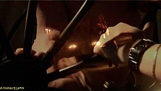 faithful slave follows master on leash to his nest for outdoor bdsm with spanking and whipping