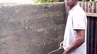 De Rose demonstrates proper peeing technique for prostate issues in bathroom