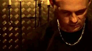 faithful slave follows master on leash to his nest for outdoor bdsm with spanking and whipping