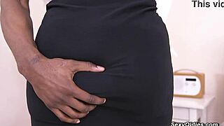 Mature woman in garter stockings takes big black cock from behind