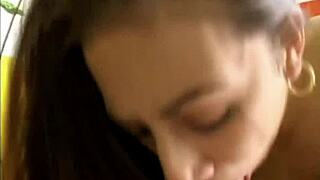 hot brunette on CASTING COUCH gives POV BLOWJOB closeup