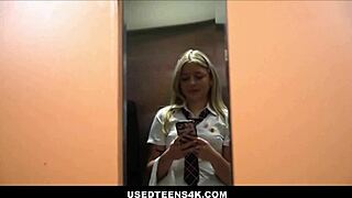 Can This Cute Teen Escape The Elevator Without Getting Fucked?