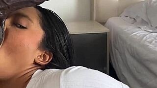 He devours the huge meat dildo in amateur couple scene