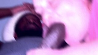 big mouth eagerly takes thick black cock down her throat