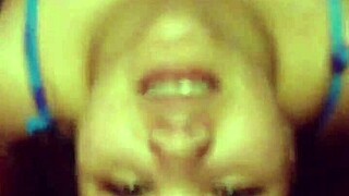 Amateur pretty girl in bikini gets tittyfuck leading to facial cumshot