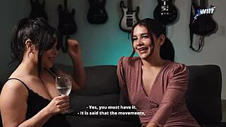 romantic sexy lesbian girls dance bachata and scissor