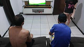 wife feels humiliated as husband loses bet, forcing her with his friend in front