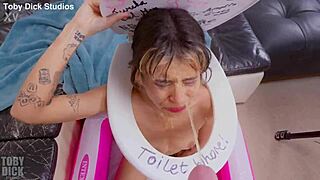 Tiny Girl Mells Blanco in Deep Face Fucking and Anal Toilet Scene