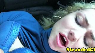 Petite hitchhiking blonde teen drilled outdoors