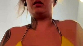 Got wet in the gym thong bikini facing the beach?