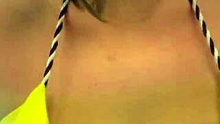 Got wet in the gym thong bikini facing the beach?