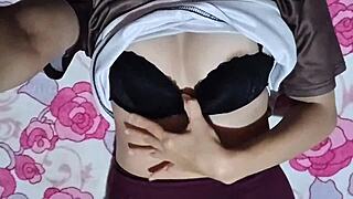 Latina babe reaches multiple orgasms on the home sofa, wow! 😍