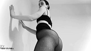 fishnet tights ass and feet tease in black and white