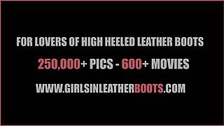 Kinky Milf Teases Panties Nylon Legs And Leather Boots
