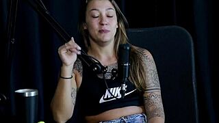 A fat milf couple engages in cuckold domination with a teen in a public outdoor game, featuring handjob and orgasm on sheer red lingerie