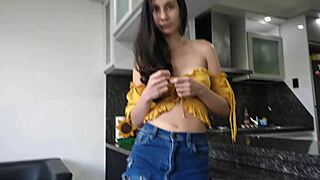 My horny neighbor gets fucked at home in this homemade video