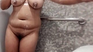 Sexy Shower And Bubbly Water All Over My Big Natural Boobs