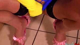 british sexy horny milf masturbates in kitchen