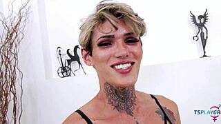 Latina Shemale Sabrina Prezotte Teases in Hot Red Lingerie