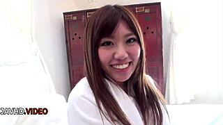 Chisa hoshino feels intense pleasure as shaved pussy endures hardcore fingering and seductive blowjob