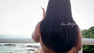 This Married Slut Was Showing Off in the Rooftop Pool, Teasing with Her Big Ass and Pussy.