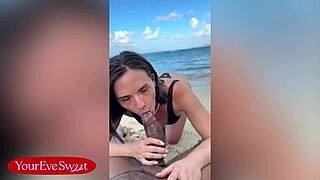 public beach where i ride lifeguard's big black cock in sand